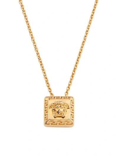 Versace Men's Medusa Square Pendant Necklace In  Gold