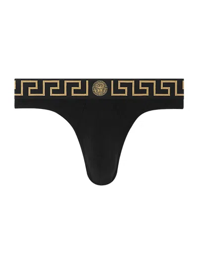Versace Medusa Stretch-cotton Briefs In Black