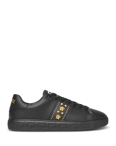 VERSACE MEN'S MEDUSA STUD LOW TOP SNEAKERS