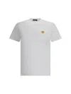 Versace White Crewneck T-shirt With Medusa Embroidery On The Front In Cotton Man