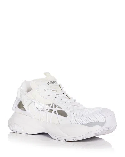 Versace Panelled White Sneakers With Cut-out Detailing