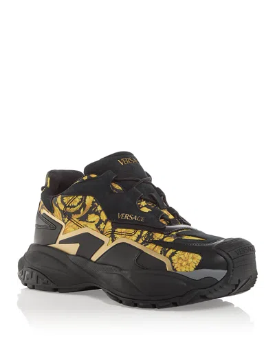 Versace Men's Mercury Low Top Sneakers In Black+gold