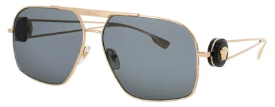 Versace Men's Metal Sunglasses With Case, 62-13-130 In 1002 - Gold / Smoke
