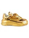 Versace Man Sneakers Gold Size 7 Calfskin In Gold