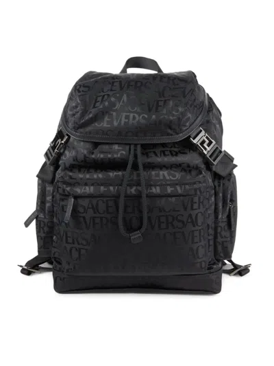 Versace Men's Monogram Backpack In Black