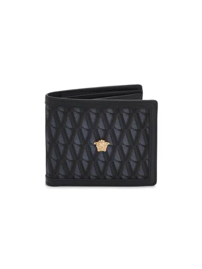 Versace Men's Monogram Jacquard & Leather Bifold Wallet