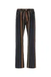 Versace Denim Jeans Striped Pattern Belt Loops In Multi