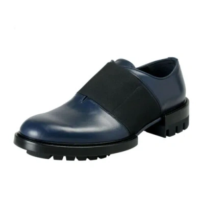 Pre-owned Versace Men's Navy Blue Leather Loafers Slip On Shoes Sz 7.5 8.5 9.5 10 10.5 11