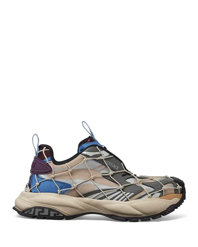Versace Men's Netted Sneakers In Mastic