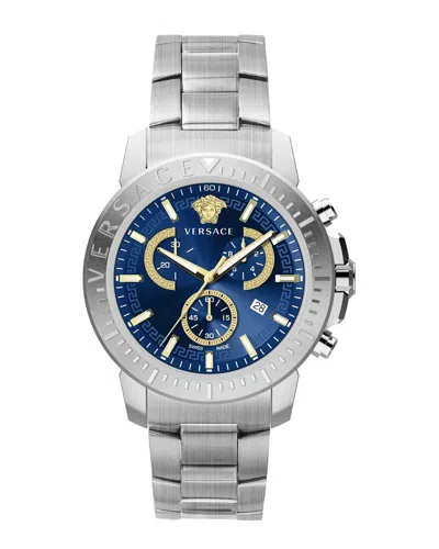 Versace New Chrono Bracelet Watch Man Wrist Watch Silver Size Onesize Stainless Steel