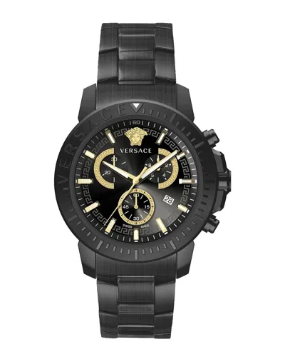 Versace New Chrono Bracelet Watch In Black