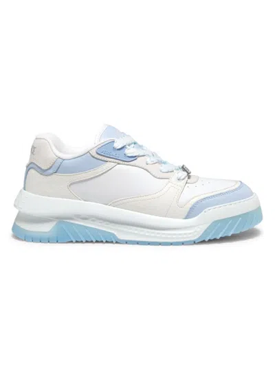 Versace Odissea Leather Sneakers In Blue Hydrangea White