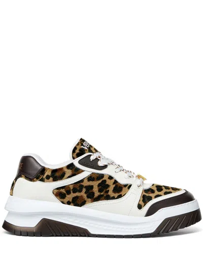 Versace Men Odissea Leather Sneakers In Multicolor