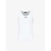 VERSACE VERSACE MEN'S OPTICAL WHITE BRAND-EMBROIDERED STRETCH-COTTON VEST TOP