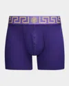 Versace Greek Key Jersey Boxer Briefs In Purple