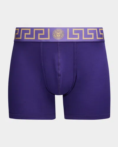 VERSACE MEN'S ORGANIC COTTON GREEK KEY BOXER BRIEFS
