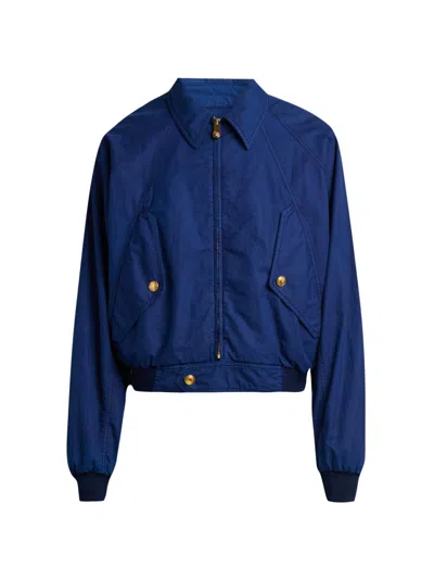 Versace Men's Overdyed Medusa Cotton Gabardine Jacket In Navy Blue
