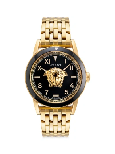 Versace Men's Palazzo Goldtone Greca Bracelet Watch In Ip Yellow Gold