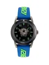 VERSACE MEN'S PALAZZO GUNMETAL GRECA SILICONE WATCH