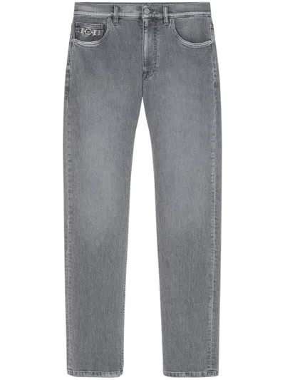 Versace Men Pant Denim Denim Black Wash S.stone Wash Gray In Grey