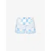 VERSACE CHECK-PATTERNED LOW-RISE SWIM SHORTS
