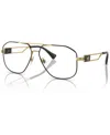 Versace Men's Pilot Eyeglasses, Ve1287 57 In Black,gold-tone
