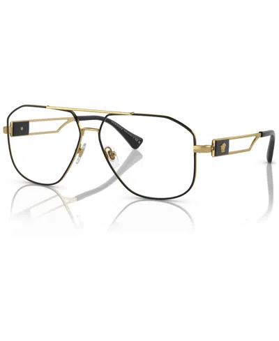 Versace Men's Pilot Eyeglasses, Ve1287 57 In Black,gold-tone