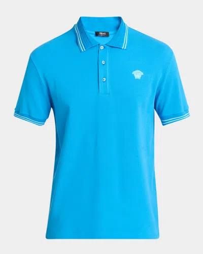Versace Men's Pop Medusa Tipped Polo Shirt