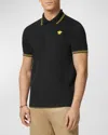 Versace Black Polo Shirt With Classic Collar And Medusa Embroidery In Black