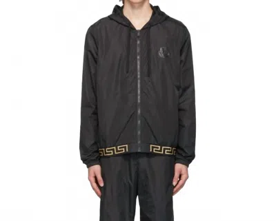 Versace Greca Trim Zipped Jacket In Black