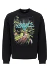 Versace Printed Cotton Crew-neck Sweatshirt In Black