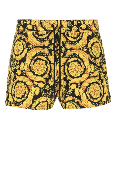 Versace Men Printed Polyester Swimming Shorts In Multi