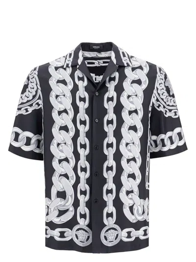 VERSACE MEN'S PRINTED SILK SHIRT