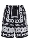 Versace Men Medusa Chains Silk Shorts In Black
