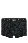 Versace Men Printed Stretch Cotton Boxer In Multicolor