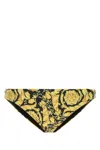 Versace Men Printed Stretch Polyester Slip Brief In Gold