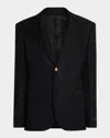 Versace Men's Python-jacquard Wool-blend Blazer In Black