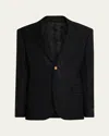 Versace Men's Python-jacquard Wool-blend Blazer In Black