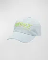 Versace Logo Denim Baseball Cap In Denim