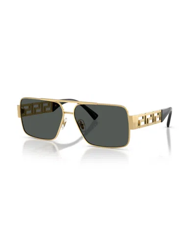 Versace Men's Rectangle Sunglasses, Ve2290 In Gold