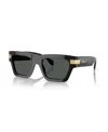 Versace 55mm Plaque Rectangular Sunglasses In Black