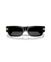 Versace 53mm Plaque Rectangular Sunglasses In Black