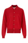 Versace Silk Blend Cardigan Collared Design In Red