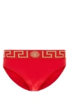 Versace Men Red Stretch Nylon Swimming Brief In Red