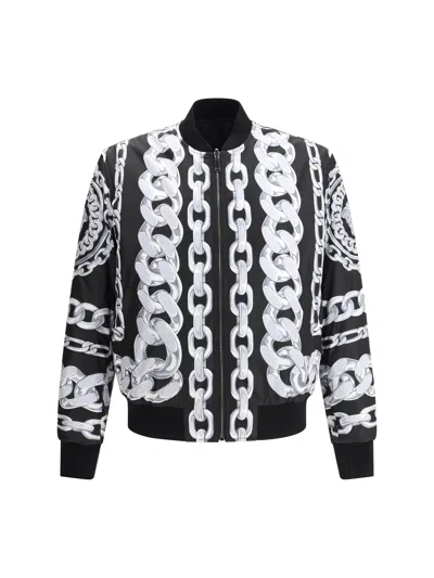 Versace Men Reversible Bomber Jacket In Black
