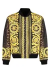 Versace Reversible Bomber Jacket With Ribbed Accents In Multicolor