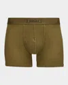 Versace Men's Ribbed Cotton Logo Boxer Briefs In Dark Olive