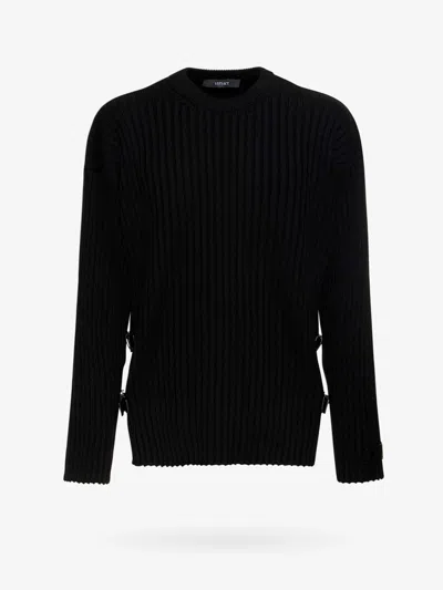 Versace Men Ribbed Wool Sweater In Black