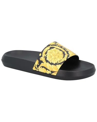 Pre-owned Versace Men's Rubber Barocco Bathing Slide (authentic Pre-loved) In Gold