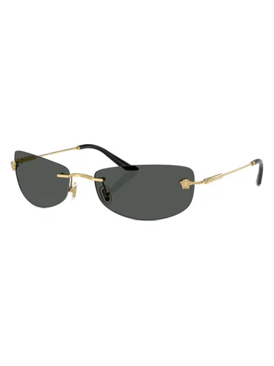 Versace Rectangle-frame Sunglasses In Gold